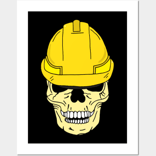 Skull Wearing Builder Construction Helmet Posters and Art